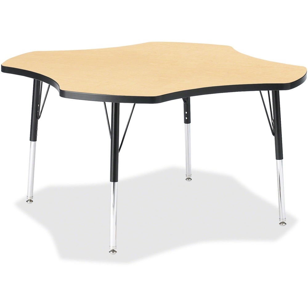 JNT6453JCE011 - This four-leaf activity table provides the perfect seating arrangement for up to four children. Durable laminate features an easy-to-clean surface. TRUEdge is permanently thermo-fused to the edges to prevent chipping. Extra-safe, dual-screw steel legs allow you to easily adjust the height of the table. Powder-coated, adjustable legs can be repositioned in 1" increments to provide maximum comfort for children. Leg guides reduce squeaks, prevent snags and eliminate rusting.