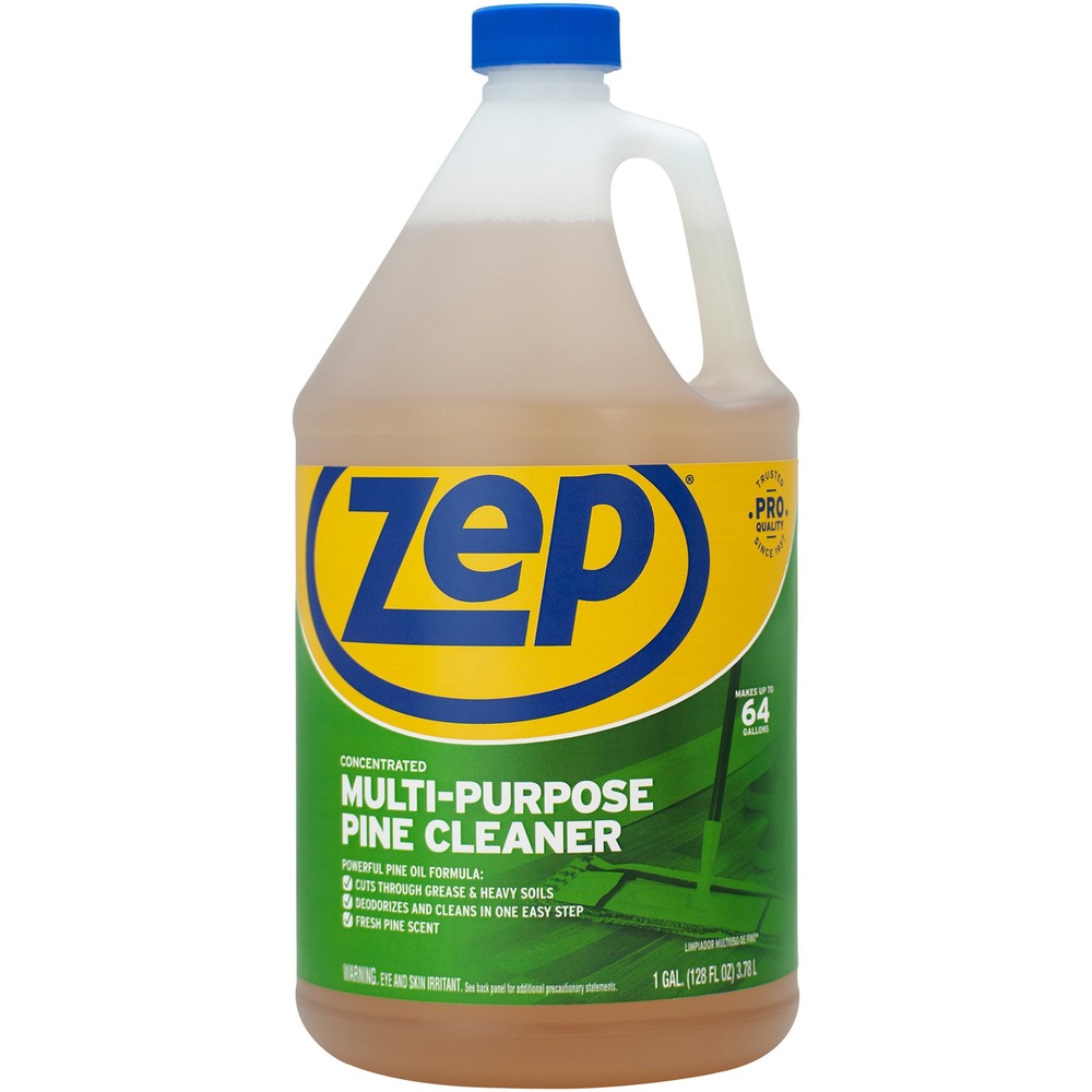 ZPEZUMPP128 - Pine Multipurpose Cleaner cleans and deodorize in one easy step. The multipurpose product harnesses the power of pine oil to remove grease and grime from a variety of surfaces and leaves a pine scent in its wake, making it ideal for use in the kitchen, dining room and bathroom. It works on walls, floors, bathtubs, shower stalls and toilets around the home, office and school. One gallon of concentrate makes up to 64 gallons of cleaner.
