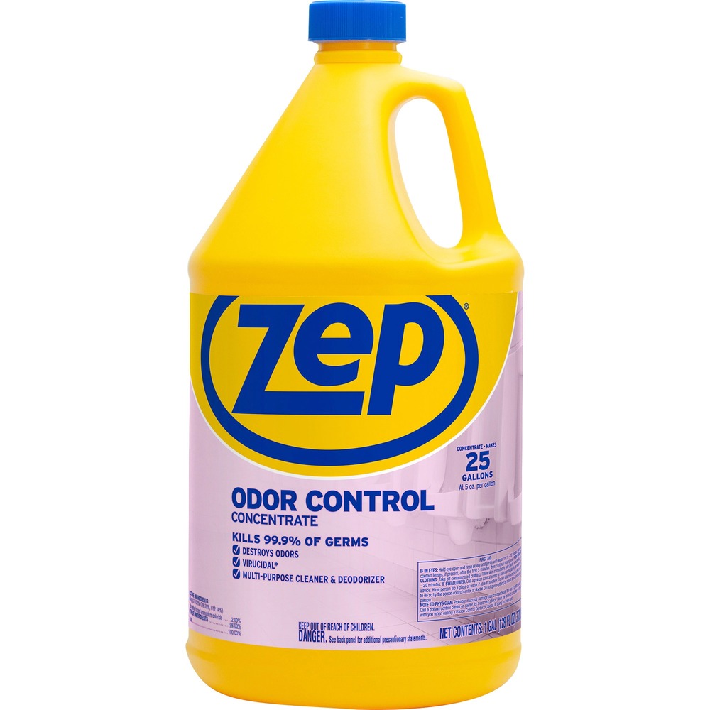 ZPEZUOCC128 - Odor Control Concentrate disinfects, eliminates odors and replaces them with a fresh scent. The antibacterial solution kills odor-causing germs on contact. It works on a variety of hard, nonporous surfaces throughout the home, including countertops, appliances, tables and stovetops. Container makes up to 25 gallons.