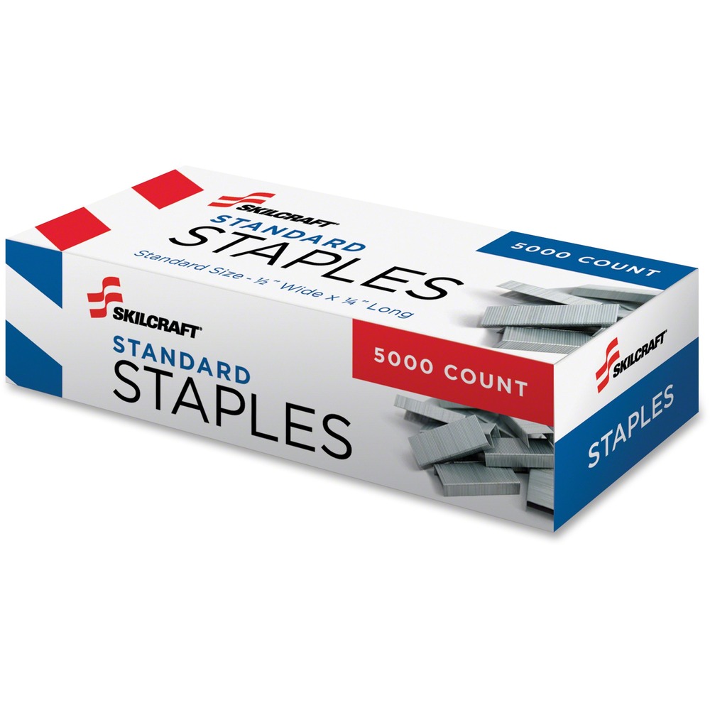 NSN2729662 - High-quality standard staples provide dependable and easy stapling. Sharp chisel point delivers precise penetration with less jamming. Rust-resistant, zinc-coated wire ensures maximum performance. TAA compliant.