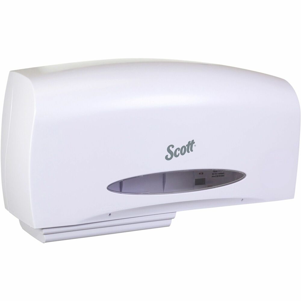KCC09609 - Bathroom tissue dispenser features a double-roll, high-capacity design to reduce maintenance times and runouts in high-traffic locations. Sliding bottom door prevents usage of one roll until the other roll is depleted to help reduce waste. Since it's suited to a double roll with no core, it helps keep your washroom environmentally conscious. Easy-to-load system has no door, no key and no core to throw away for simple refills. Double-roll dispenser is designed for 3-4/5" wide x 9-2/5" diameter Kleenex and Scott coreless tissue rolls (sold separately). When installed properly, this dispenser meets the ADA Standards for Accessible Design and 28 CFR Part 36. More from the Manufacturer