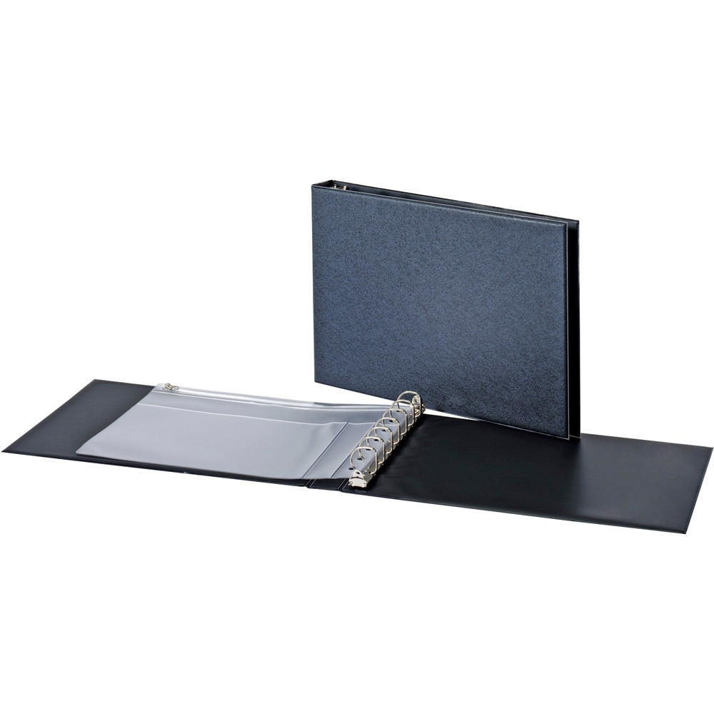 CRD35000 - Standard business check binder is perfect for small businesses that use the three check-on-a-page format sheets of checks sold separately). Premium black/gray textured cover offers contrasting black lining to provide a professional appearance. 1" ring capacity holds approximately 165 pages of checks. Back-mounted, steel D-rings let pages lie flat for easy writing. Use the included Eco-friendly PVC pouch to organize your check writing needs and other accessories. The removable pouch includes a zipper pocket to secure contents, a flat pocket for quick access items and a pen slot. 7-ring binder also features exposed rivets and is made with a high percentage of recycled content.