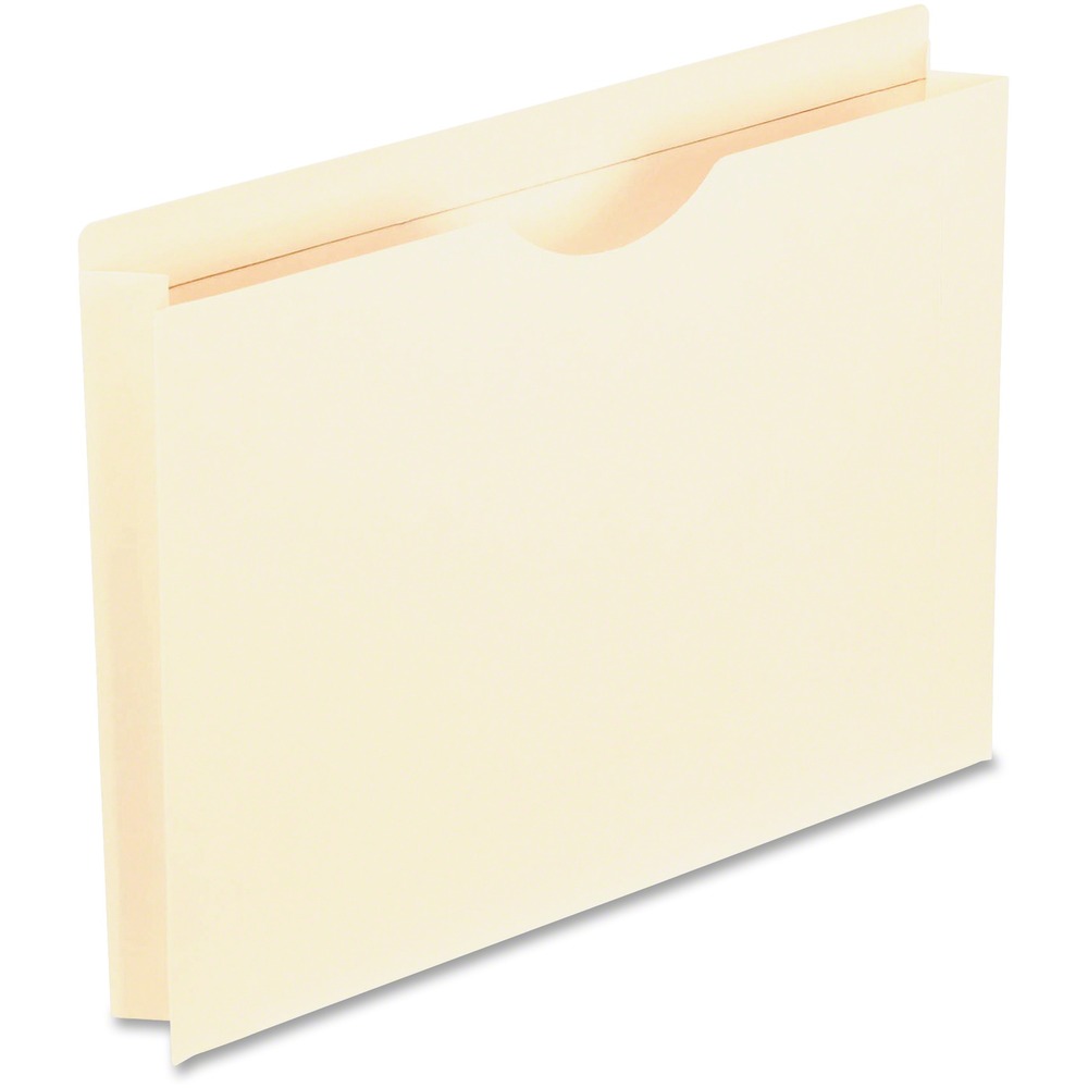 PFX22200 - Reinforced file jackets are closed on three sides to keep documents securely inside and offer a thumb-cut front for quick access. Full, straight-cut top tabs are double-ply reinforced for durability. Each letter-size file jacket features sturdy, 11 point manila stock and expands 2" to increase filing capacity. The overall height of the tab is 1". It stands 1/2" above the folder.