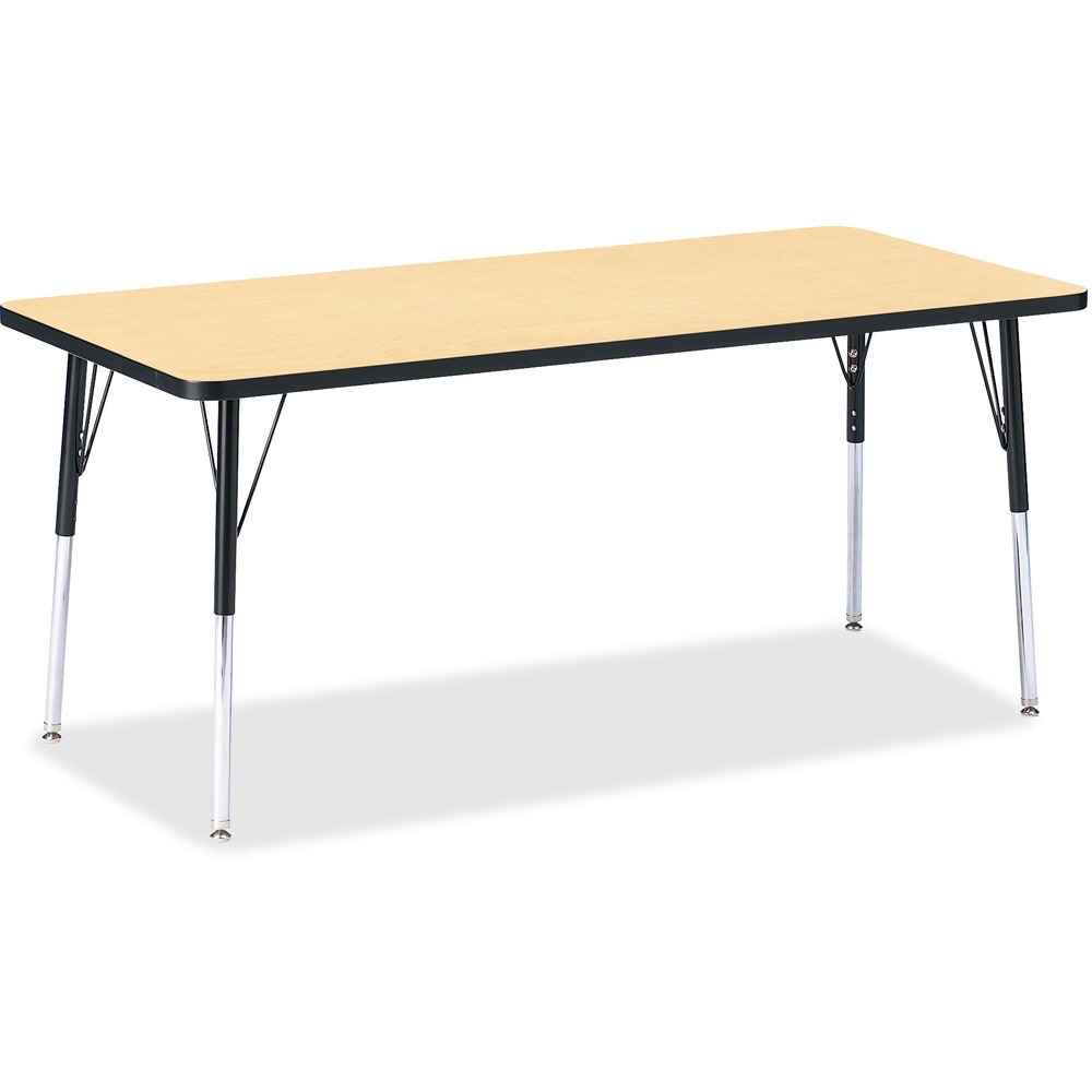 JNT6413JCA011 - Rectangular activity table for adults is perfectly sized to let you work comfortably. Laminate is durable and features an easy-to-clean surface. TRUEdge is permanently thermo-fused to the edges to prevent chipping. Extra-safe, dual-screw steel legs allow you to easily adjust the height of the table. Powder-coated, adjustable legs can be repositioned in 1" increments to provide maximum comfort. Leg guides reduce squeaks, prevent snags and eliminate rusting.