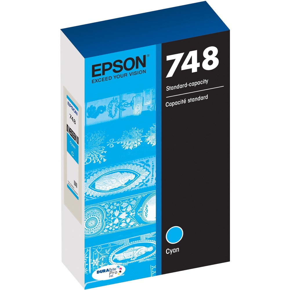 EPST748220 - Standard-capacity ink cartridge is ideal for business printing. This ink delivers crisp, black text and bright, vivid colors for any presentation. A fast-drying pigment ink, Epson's DURABrite Pro Ink produces smudge-resistant, fade-resistant and water-resistant prints for worry-free handling. Cartridge is compatible with Epson WorkForce Pro WF-8590, WF-6530, WF-6090, WF-6590 and WF8090. It yields approximately 1,500 pages.
