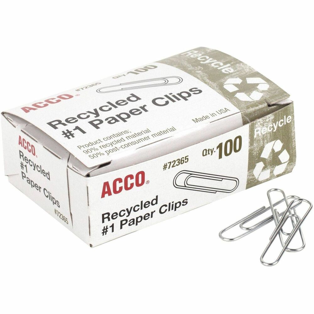 ACC72365PK - These paper clips offer an environmentally friendly alternative to regular paper clips. Each paper clip is made with a high percentage of recycled material.