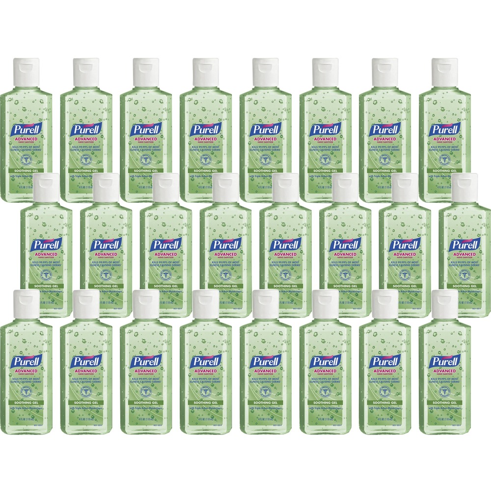 GOJ963124CT - Instant hand sanitizer with aloe is enhanced with four different skin-conditioning agents that help maintain skin moisture and improves overall skin feel. Special formula with moisturizers leaves hands feeling soft and refreshed without stickiness or residue. Instant hand sanitizer kills more than 99.99 percent of most common germs. PURELL Advanced Hand Sanitizer with aloe works in as little as 15 seconds with no water or towels needed. It provides unprecedented germ-kill while soothing hands and maintaining skin health. More from the Manufacturer