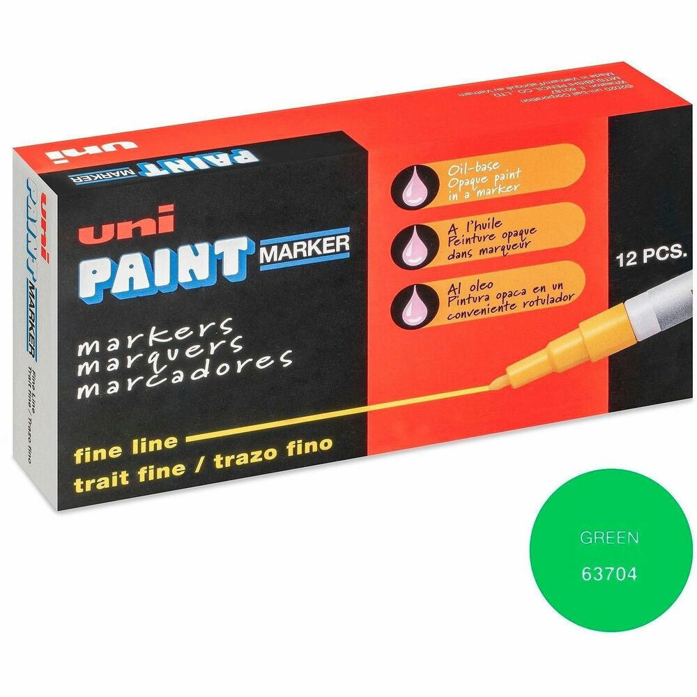 UBC63704DZ - Create permanent and accurate marks on virtually any surface with Paint PX-21 Oil-Based Paint Markers. Bullet tip with fine point (1.2mm) delivers precise, visible lines. Quick-drying paint is resistant to water, fading, heat and abrasions. Valve-action control provides excellent flow and coverage while preventing the marker from drying out if left uncapped. Permanent paint colors mark opaque and glossy on light and dark surfaces. Metal barrel and durable tip ensure a long marking life. Marker is ideal for manufacturing, construction, automotive, metal fabrication, aviation and more. Use marker to identify parts or equipment outside or marking oily, greasy items.
