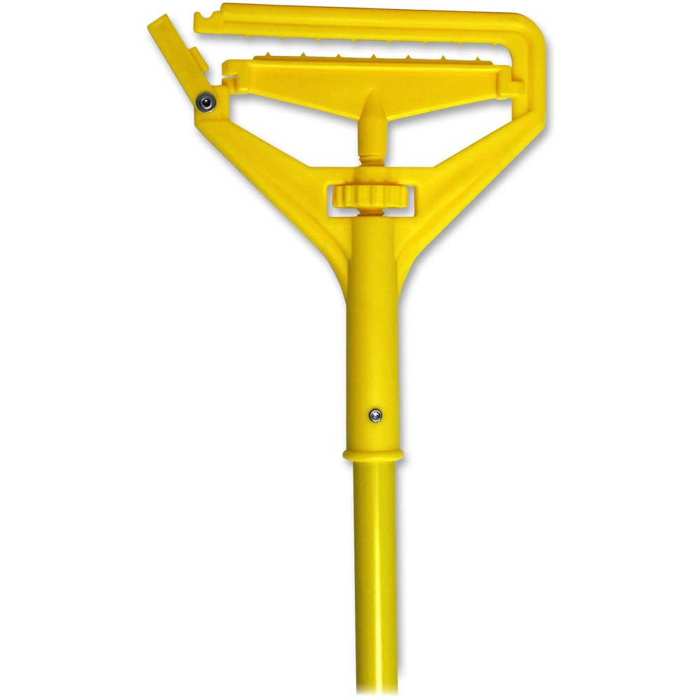 GJO80160 - Mop handle features a durable, polypropylene molded head that resists corrosion for long-lasting performance. Thumbwheel and side gate facilitate fast and easy changes. Wide head is designed to accommodate any size mop (sold separately). Handle is made of fiberglass.