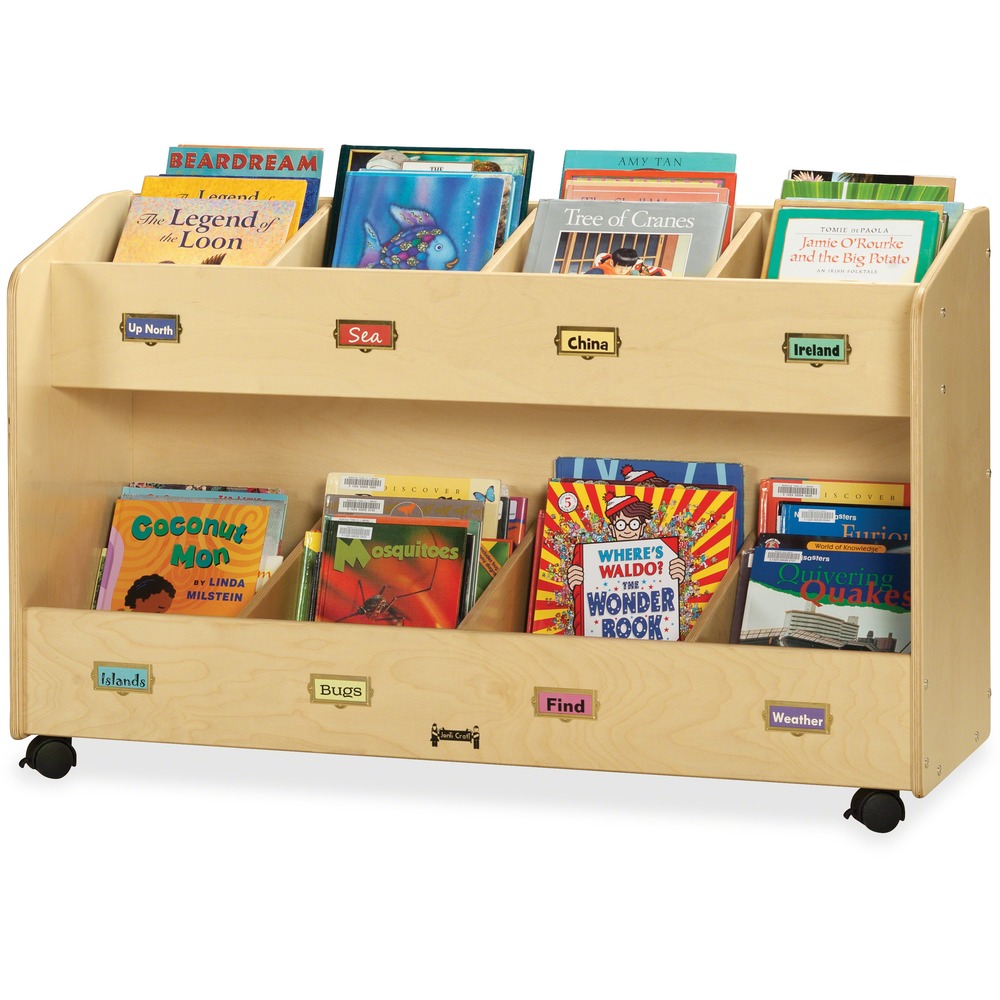 JNT5369JC - Book organizer keeps your entire book library accessible and portable. Divided bins feature front-facing label holders for a perfect way to categorize and display your books by subject matter or reading level. Casters allow you to easily move this organizer from room to room and lock for stability. KYDZSafe rounded edges allow children to play safely without getting hurt by sharp edges or corners. Dowel-pin construction prevents weakening at the joints, where most of the stress occurs. Ultraviolet acrylic coating is durable and resists yellowing over time.