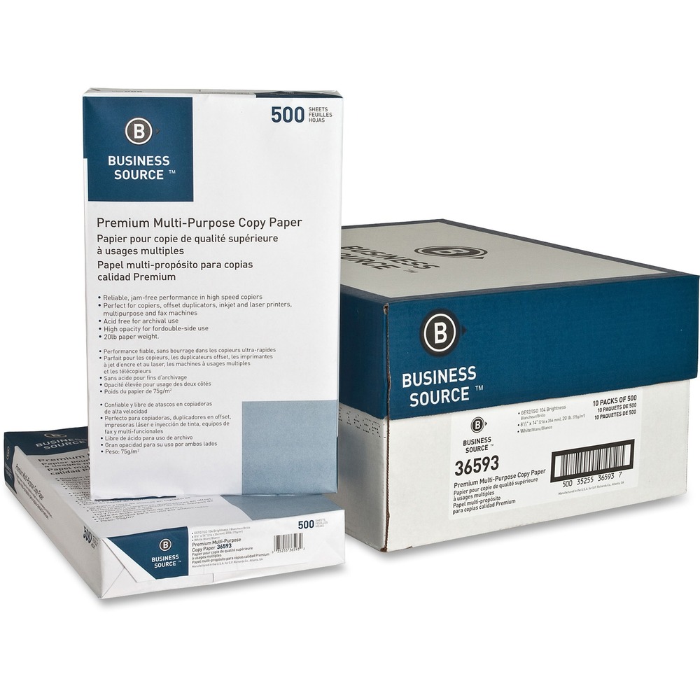 BSN36593PL - Multipurpose paper delivers reliable, jam-free performance in high-speed copiers. Paper also works well in copiers, offset duplicators, multipurpose devices, fax machines, inkjet printers and laser printers. High opacity allows double-sided prints. 20 lb. paper is also acid-free for archival use.