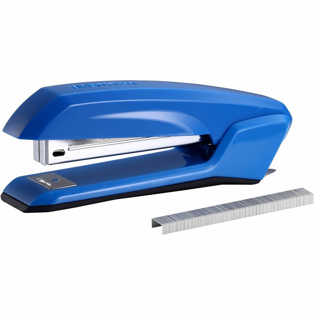 BOSB210RBLUE - Bring sophistication and efficiency to any desktop with the Ascend Stapler. Its lightweight angled shape and soft, comfort grip and base provide long-lasting comfort during frequent stapling use. Convenient design includes a built-in staple remover and StapleStore compartment for keeping two extra staple strips close at hand. Staple reload window reveals a low staple supply to avoid an unexpected empty stapler. Stapler opens 180 degrees for bulletin board tacking and crafting. It staples up to 20 sheets of paper. Full-strip staple capacity holds 210 standard staples. Stapler is made of a high percentage of post-consumer recycled plastic. More from the Manufacturer