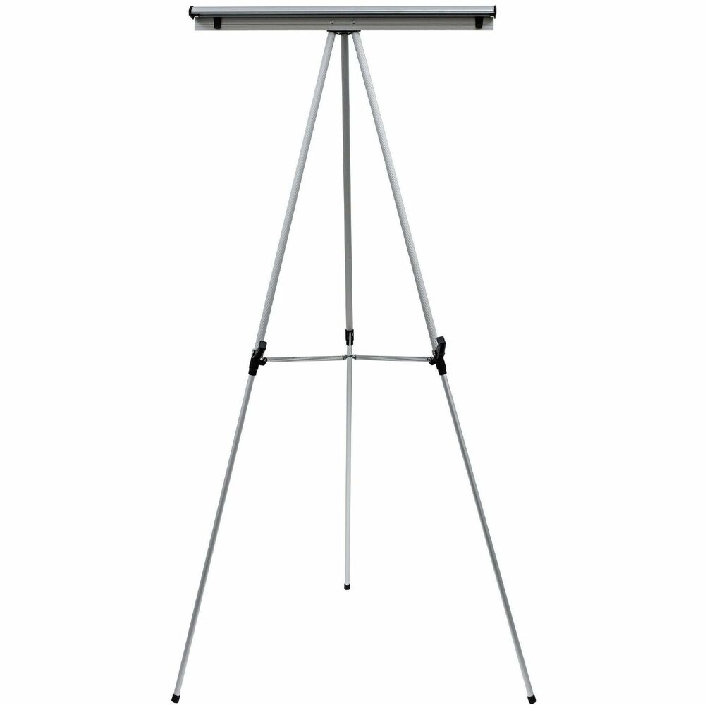 BVCFLX09102MV - Lightweight display easel can hold any size easel pad with its full-width, no-pinch pad retainer that easily snaps off and on. Metal easel also adjusts in height from 34" to 63" for tabletop or floor display. Sturdy telescoping legs feature a heavyweight locking center brace for stability and supports weight up to 25 lb. Adjustable sign holders lock into place. Three-leg display easel also folds easily for storage or transport and features rubber nonskid feet. Legs are made of aluminum. Support arms are made of plastic.