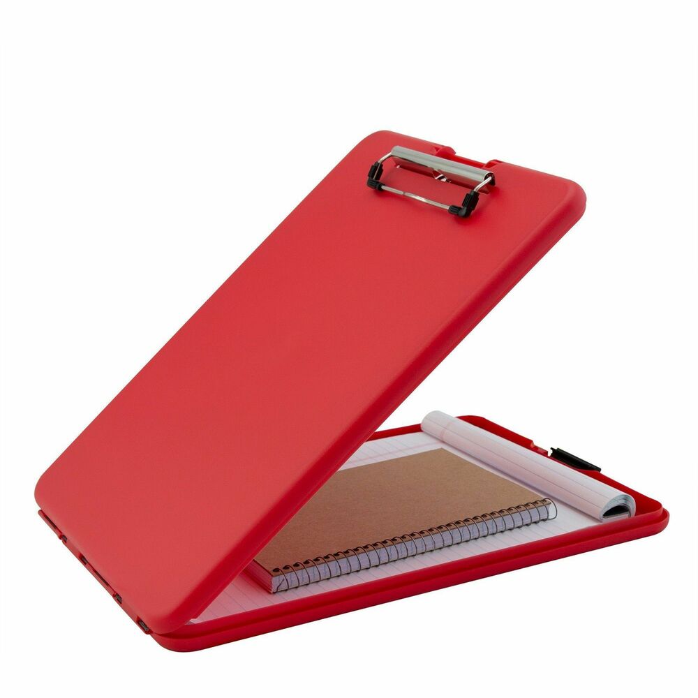 SAU00560 - The SlimMate storage clipboard offers a sturdy writing surface whether it is needed at the office, in a meeting or in the field. This slim design minimizes bulk and fits easily into a backpack, briefcase or other tight spaces yet offers plenty of storage and holds letter/A4 paper size. Top opens with easy, one-handed access to a 3/4" storage compartment that is large enough to hold pad of paper and other small supplies. Smooth writing surface features a low-profile clip that holds 1/2" of paper securely. Snap latch keeps materials protected from impacts and the elements. Clipboard is made from durable polypropylene with a wire-reinforced hinge so it will not break apart.