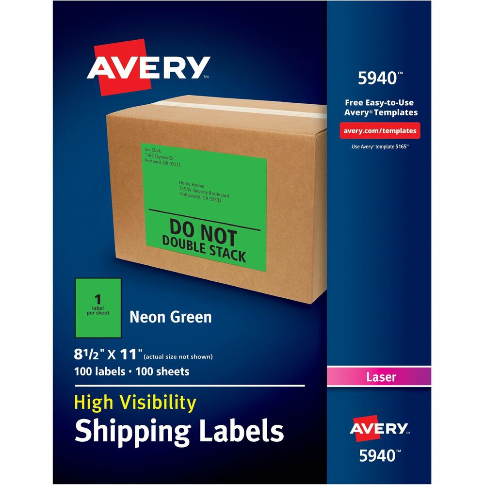 AVE5940 - Make sure your messages get noticed on all your shipments with High-Visibility Shipping Labels. Whether you're creating holiday signs, food labels, or party signs, these bright color labels can help capture your audience's attention. Easily design and personalize your unique printable labels with the thousands of free, online designs and templates. For long-lasting hold on any surface, these strong, neon labels are designed with a permanent adhesive. Expect high-quality, smudge-free printing results with these laser printer-optimized neon labels. More from the Manufacturer
