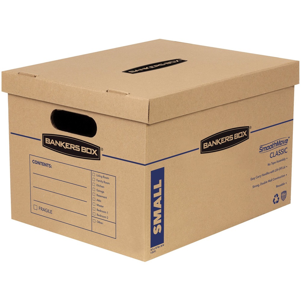 FEL7714210 - Small moving boxes with lids make it easy to pack and store items. Boxes are made with a durable, double-bottom, double-end construction. Lids ship attached to prevent lid loss and then tear off for use. Built-in handles on the sides make them easy to carry. Pre-printed charting on the exterior offers a place to itemize the contents. No tape is required for assembly. Recyclable boxes are reusable for the next move. Boxes are made of strong, 32 ECT C-Flute, corrugated material. More from the Manufacturer