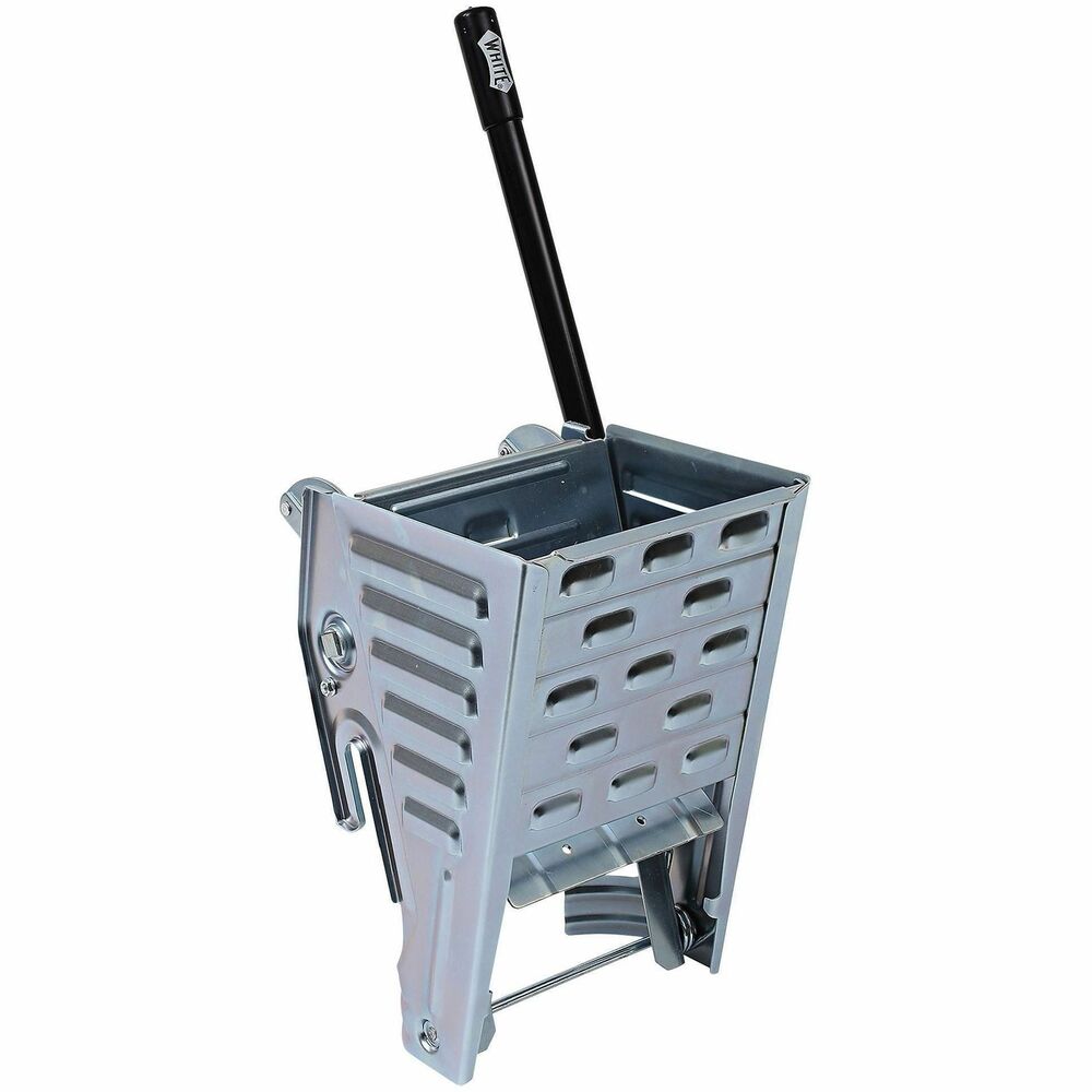 GJO85152 - Squeeze wringer features a vented design with large drain openings to allow water to flow quickly into a bucket. Two-piece, tubular steel handle is able to support large amounts of pressure to thoroughly wring out wet mops. Large angle linkage system allows maximum force throughout the wringing cycle. High-quality, electroplated steel prevents rusting for long-lasting use.