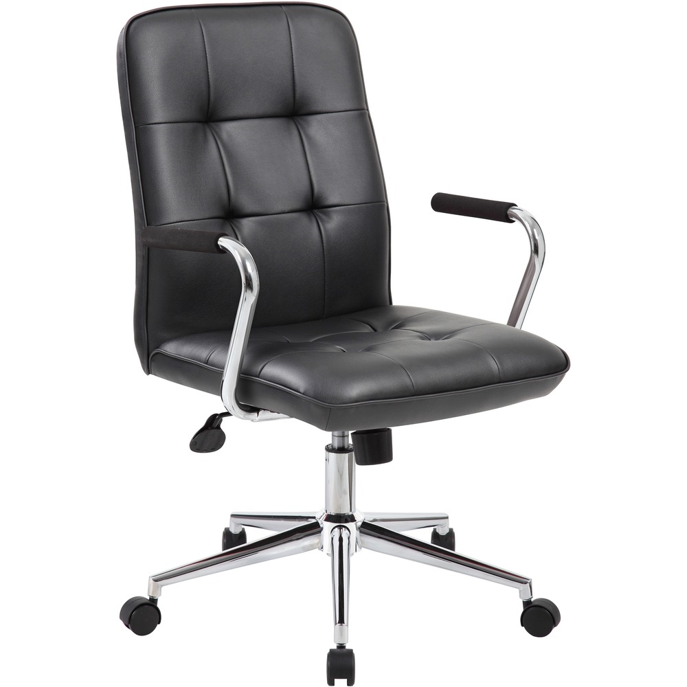 BOPB331BK - Modern task chair is upholstered with CaressoftPlus to offer an ultra-soft seat that looks and feels like leather yet cleans easily with just a damp cloth. It's also durable and breathable to stay strong through everyday use while helping you stay comfortable. Its high crown chrome base provides enhanced stability to help prevent tipping. Chrome arms provide elegant and comfortable armrests. Upright locking position provides comfortable back support. Pneumatic gas lift allows easy seat-height adjustments to help you find the personalized sitting style that suits you and your work environment. Adjustable tilt tension control allows you to customize the optimal angle at which you sit. Hooded, double-wheel casters make it easy to move and shift directions. Task chair supports up to 275 lb.