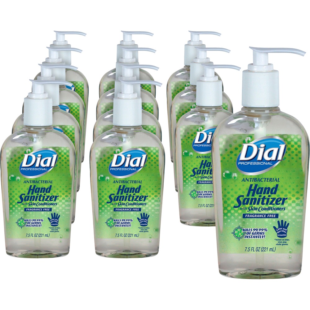 DIA01585CT - Protect your hands from common germs and bacteria that may cause illness wherever you go, even places without soap and water. Dial Hand Sanitizer instantly kills 99.99 percent of common germs that may cause disease. It is effective against bacteria, yeast and molds. Dermatologist-tested, hypoallergenic gel formula contains moisturizers to help soften and soothe hands. Fragrance-free, dye-free hand sanitizer comes in a pump bottle for easy dispensing.