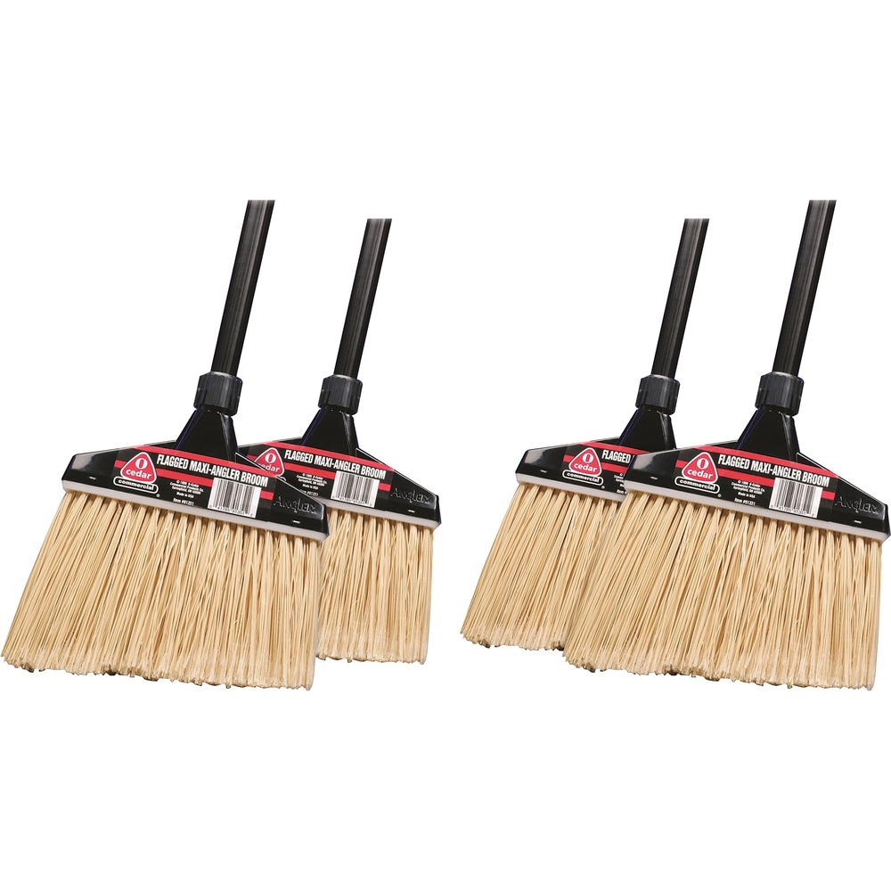 DVO91351CT - MaxiPlus Professional Angle Broom features a large sweeping surface at 14" to clean larger areas in less time. Angled cut is perfect for sweeping in hard-to-reach corners or under furniture. Fully washable, long-lasting synthetic bristles will not wear down, break or fall out like conventional corn bristles. Flagged PET (Polyethylene Terephthalate) bristles sweep the finest particles. Solid block means no chance of separation from shroud. Sturdy, 48" x 15/16" metal handle with swivel hang cap will not crack, warp or splinter. Swivel hang cap helps keep janitor closet clean and organized. Deep thread insert prevents breaking of handle tip.
