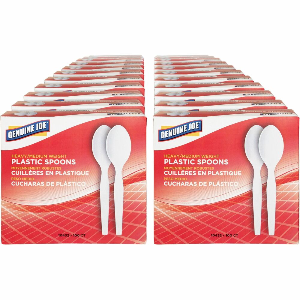 GJO10432CT - Heavyweight spoons are rigid and flexible. Disposable design is perfect for breakrooms or events. Spoons are made of white polystyrene.