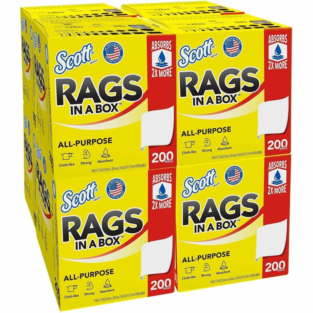 KCC75260CT - Whether you're cleaning around your home, at work or on-the-go, you can trust Scott Rags in a Box to help get the job done right. Material is two times more durable when wet. Rags are strong and absorbent enough to absorb spills, wipe up grease and grime and clean up after home improvement projects. Disposable design provides a clean towel every time. Rinse and reuse them to reduce waste. Rags perform like a cloth and are soft enough to use on your face and hands but not on compromised skin or open wounds. Pop-up box includes a built-in handle for easy portability and allows convenient dispensing while keeping them clean until you need them.
