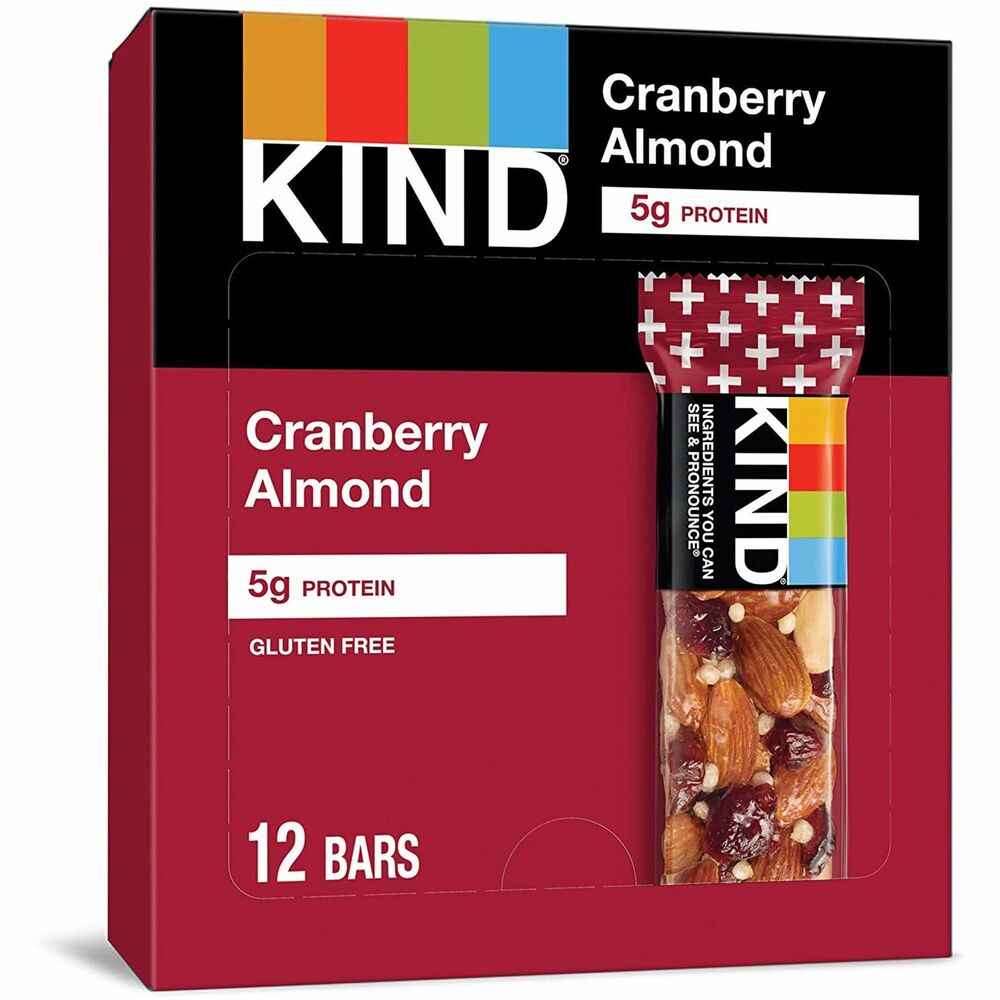 KND17211 - An all-natural, gluten-free blend of nuts, fruits and whole grains provides you with essential nutrients like fiber, protein and antioxidants. Each bar contains 20 percent of the recommended daily intake of Vitamins A, C and E, which fight free radicals and help maintain the immune system. Non-GMO ingredients are very low in sodium, cholesterol-free and do not contain hydrogenated oils. Individual packaging ensures freshness and allows you to take these treats with you on-the-go. More from the Manufacturer