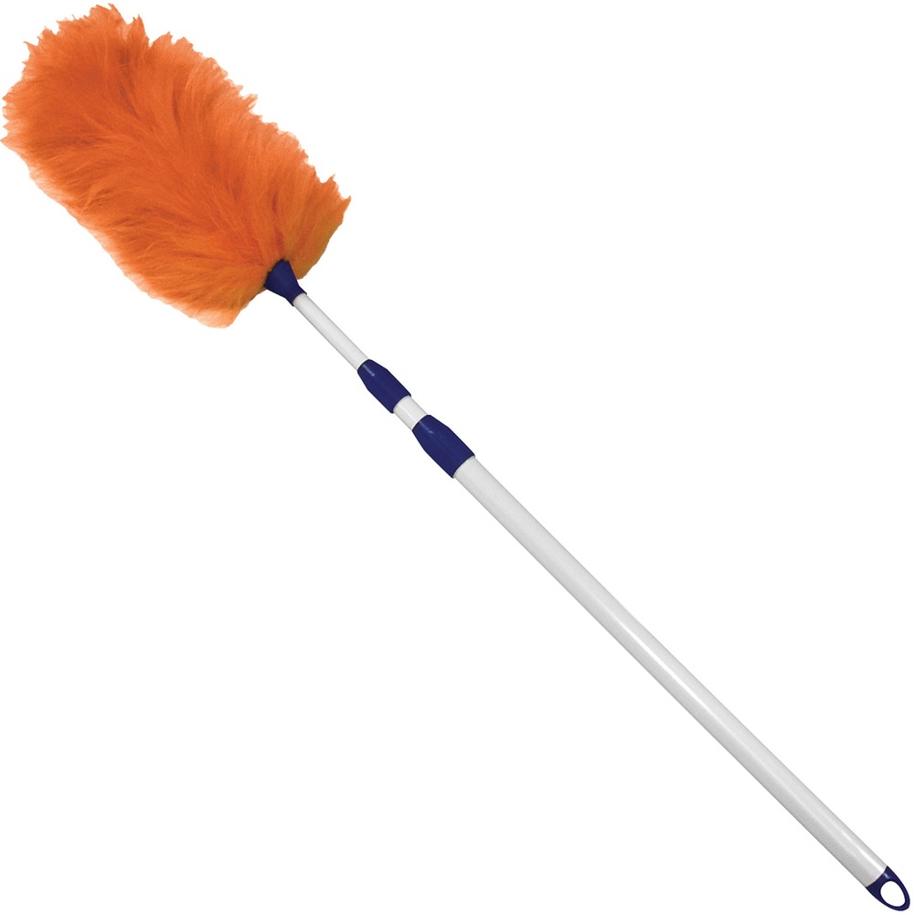 IMP3106 - Lambswool duster safely cleans dust from surfaces to reduce the effects of allergies and irritations in your home or office. Genuine lambswool attracts dust like a magnet from both irregular and flat surfaces. Handle extends from 33" to 60" to easily dust hard-to-reach areas. Durable material is washable for long-lasting use. Duster is perfect for cleaning door frames, shelves, large furniture and more.