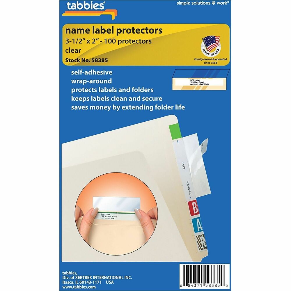 TAB58385BX - Keep file folders looking new longer. Self-adhesive protectors wrap around file folder labels to keep them clean and secure, and are especially valuable to reinforce heavily used files. Protectors are easy to use. Simply peel, press and fold.