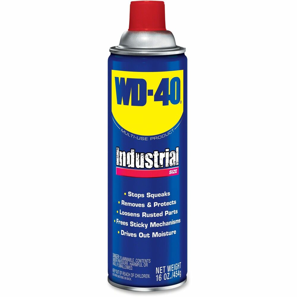 WDF490088 - WD-40 Multi-Use protects equipment from rust and corrosion, penetrating stuck parts, displacing moisture and lubricating almost anything. It comes equipped with a Smart Straw to make any industrial job easier, safer and more efficient. Smart Straw sprays two ways: flip up for stream and down for spray. Formula is 50-state VOC-compliant.