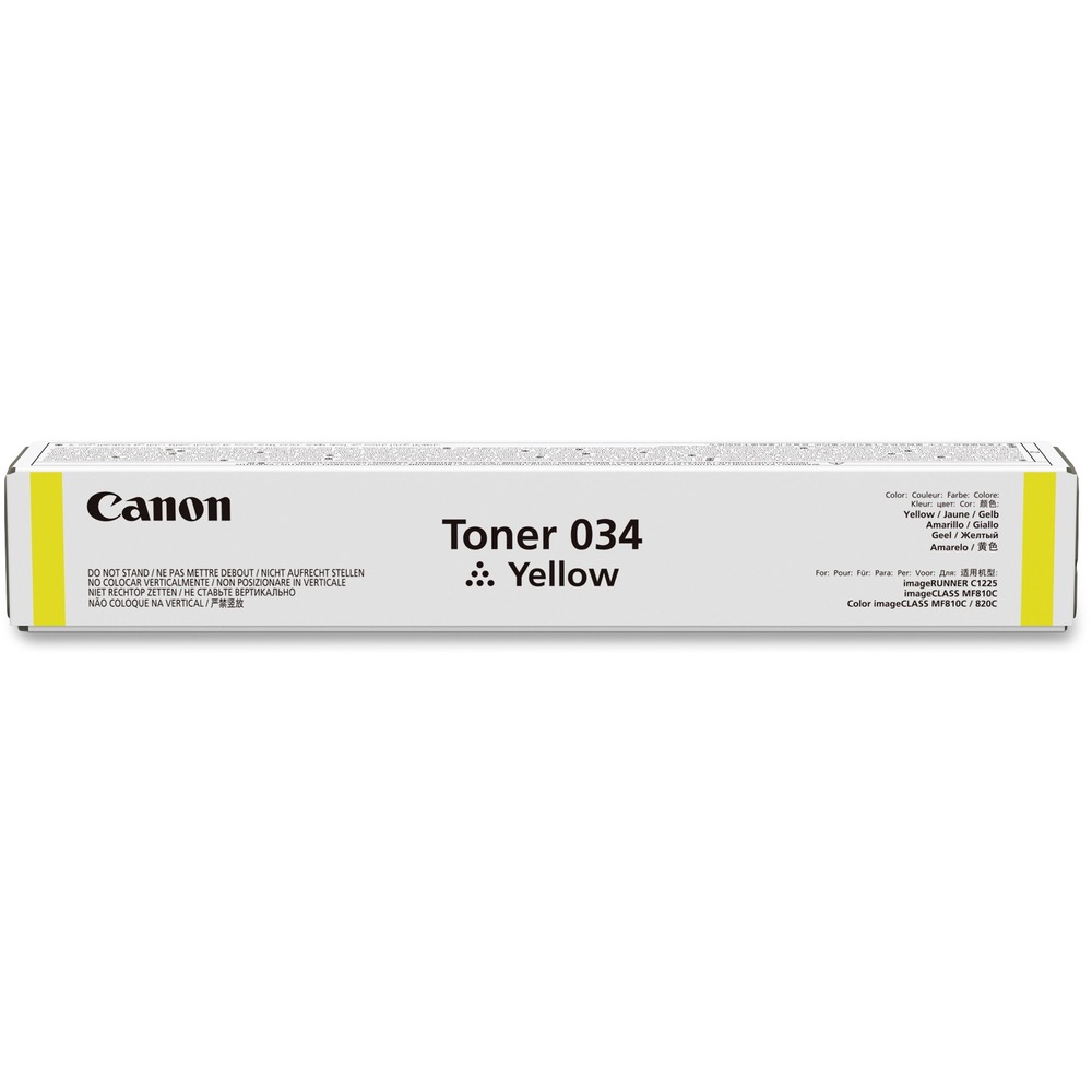 CNMCRTDG034Y - This pQ Toner was developed for light production and office environments for your Canon imageRunner C1225, imageClass MF810C, Color imageClass MF810C and Color imageClass MF820C. This toner achieves truly balanced color reproductions as well as consistent image quality and high productivity. The pQ Toner includes wax within the toner particle, allowing oil-less fusing. It also contains a new resin formula within the particle to help enhance fusing performance, productivity and gloss quality. Use of this toner with your Canon device also allows energy savings due to improved fusing performance. Cartridge yields approximately 7,300 pages.
