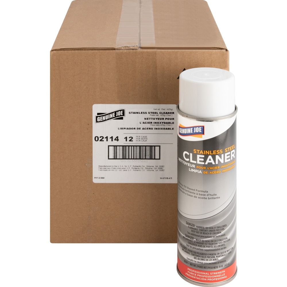 GJO02114CT - Stainless Steel Cleaner/Polish is designed for use on stainless steel, chrome, aluminum, brass, copper and most other metal surfaces. Cleaner/polisher cleans and restores a high luster while leaving a protective coating on the surface.