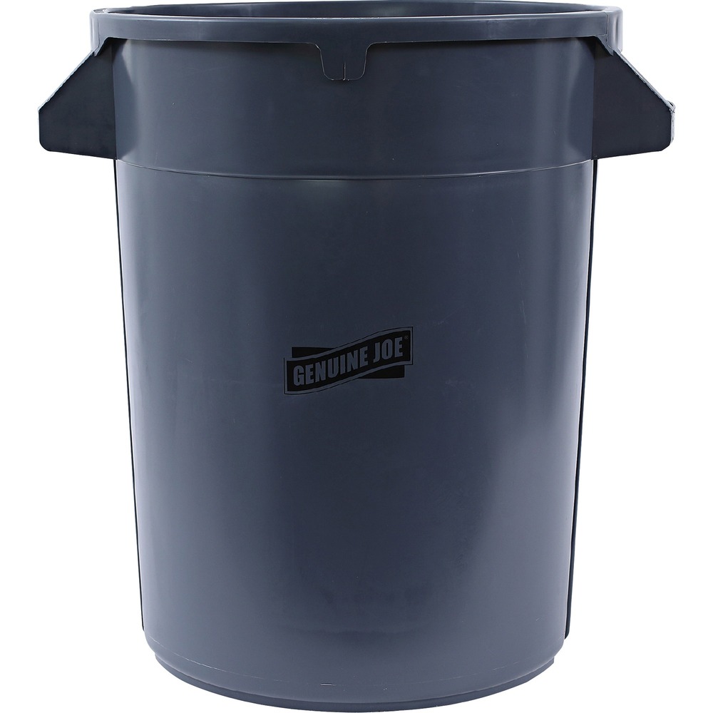 GJO60463CT - Heavy-duty Trash Container is designed for many purposes from general refuse to biohazard waste. Side handles make them easy to move. Durable drag rings are molded into base. Air venting channels are molded into the side wall for easy bag removal. Container is made of strong, long-lasting plastic that is recyclable.