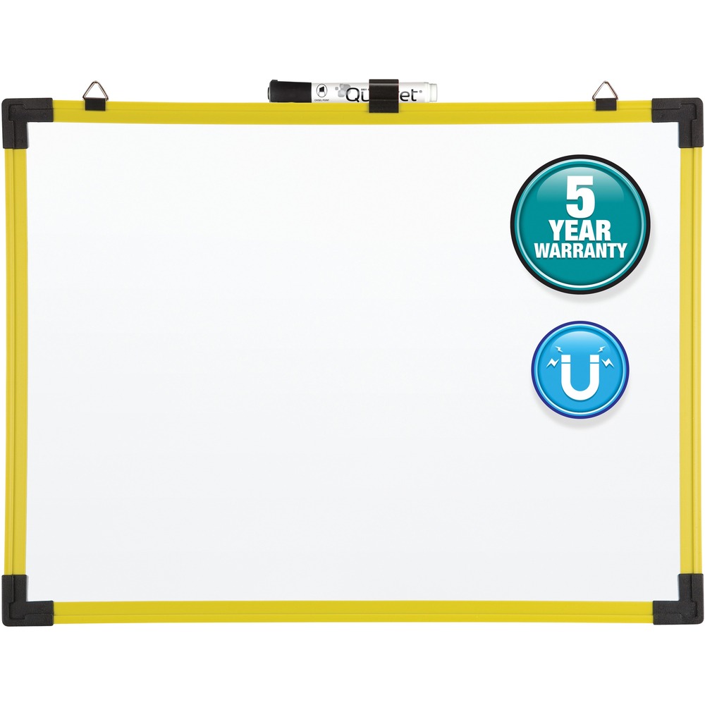QRT724126 - Industrial, magnetic whiteboard features an aluminum plastic frame so that it is highly visible. It is an ideal platform for important announcements. Smooth writing surface is magnetic to double as a bulletin board to post announcements. Durable construction delivers dependable performance in manufacturing locales and comparable worksites. Mounting hooks are included for quick, easy hanging.