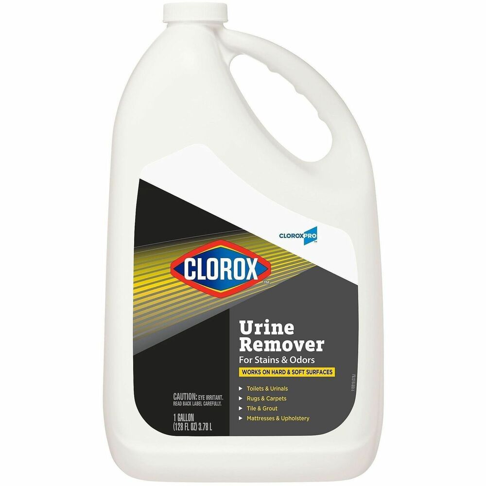 CLO31351 - Clorox Urine Remover for Stains and Odors from CloroxPro tackles the toughest urine stains and odors. With the cleaning power of hydrogen peroxide, it quickly breaks down urine to eliminate odors and remove stains. This versatile cleaner is safe to use on most hard and soft surfaces. It is specially formulated for tough-to-clean porous surfaces, like grout, that are notorious for trapping urine odors. It also handles stains and odors on soft, absorbent surfaces like carpet and mattresses. This urine remover is also great for outdoor concrete, walls and flooring, laundry pre-treatment, pet stains and bodily fluids removal including feces, blood and vomit. Stain remover is ideal for offices, daycare centers, schools, hotels, restaurants and other commercial facilities.