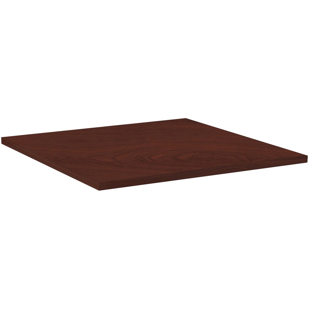 Lorell Hospitality Collection Tabletop - Square Top - 42" Table Top Length x 42" Table Top Width x 1" Table Top Thickness - Breakroom, Cafeteria - Assembly Required - High Pressure Laminate (HPL), Mahogany - Particleboard Top Material - 1 Each