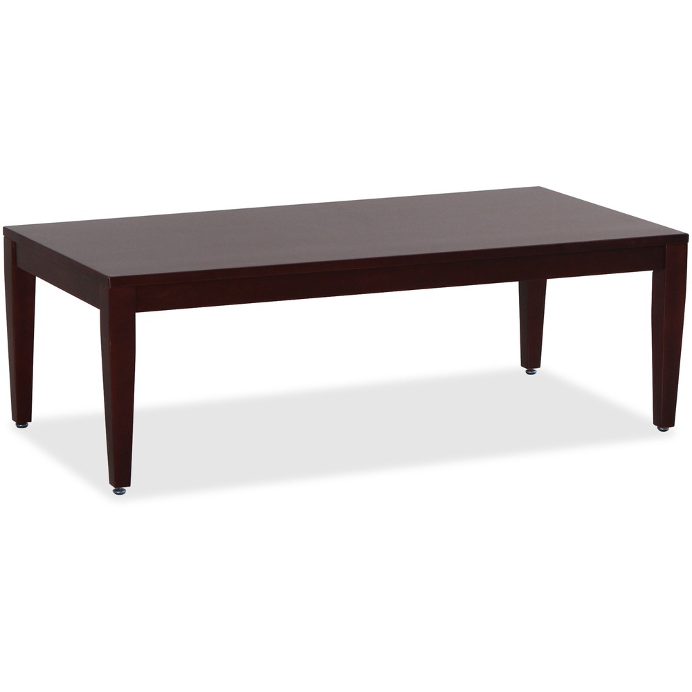 LLR59544 - Accent your reception area with this traditional coffee table. To impress your visitors, the solid wood frame is made of birch with a mahogany finish. Extending 47-1/4" , it pairs easily with your lobby couch.