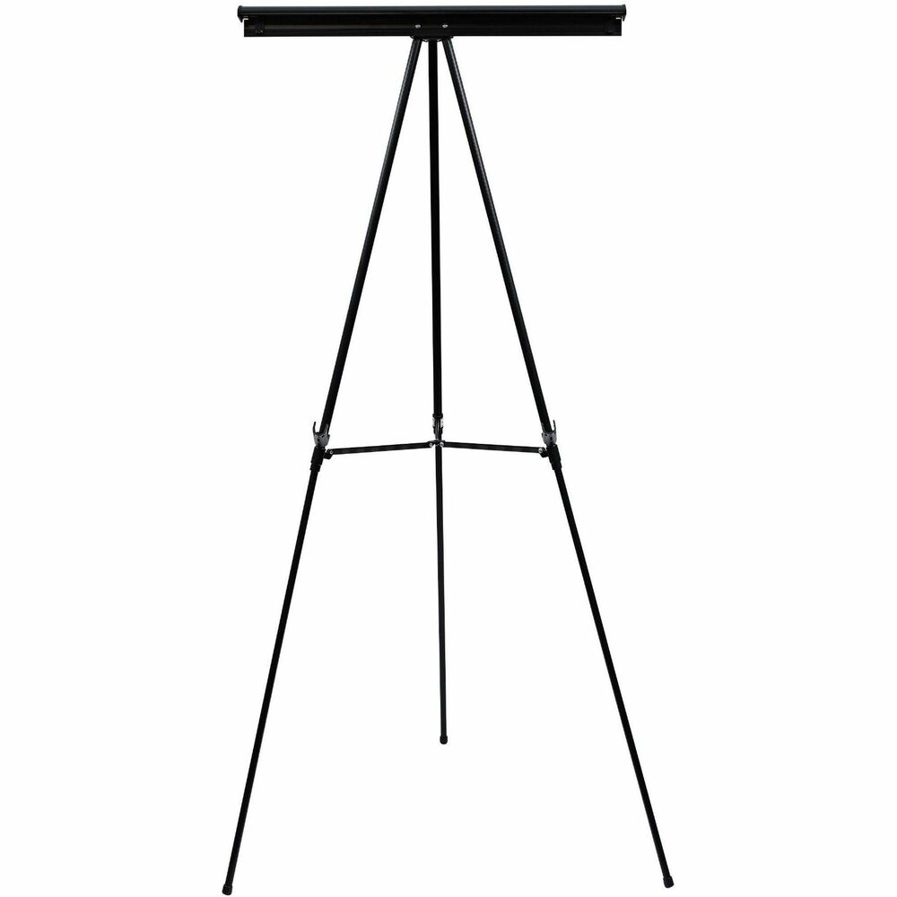 BVCFLX09101MV - Lightweight display easel can hold any size easel pad with its full-width, no-pinch pad retainer that easily snaps off and on. Metal easel also adjusts in height from 34" to 63" for tabletop or floor display. Sturdy telescoping legs feature a heavyweight locking center brace for stability and supports weight up to 25 lb. Adjustable sign holders lock into place. Three-leg display easel also folds easily for storage or transport and features rubber nonskid feet. Legs are made of aluminum. Support arms are made of plastic.
