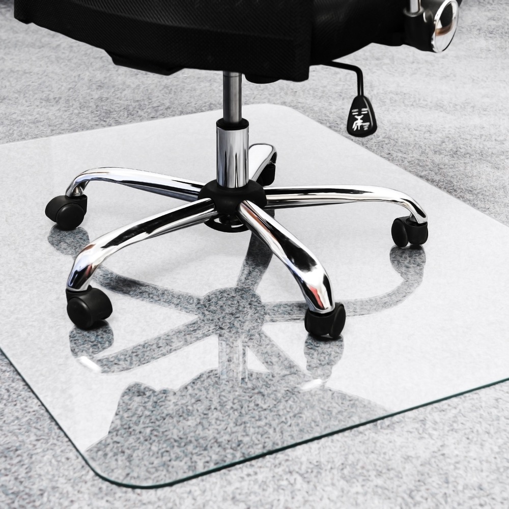 FLR123648EG - Glass chairmat provides an added touch of class to floor protection. Crystal-clear, reinforced glass construction is capable of supporting weights of up to 1,000 lb. Polished edges and radius corners create an elegant finish to match any home or office decor. Ultra-tough, perfectly flat surface offers easy-glide ergonomic benefits. Versatile design protects both hard floors and all pile carpets. More from the Manufacturer