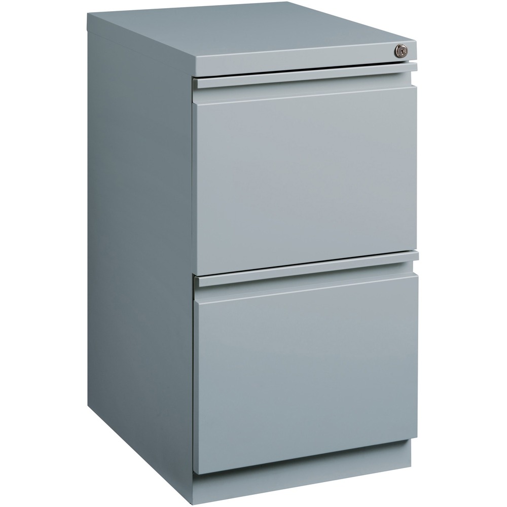 LLR79136 - Mobile pedestal file features two high-side drawers with full extension for great access and plenty of filing space. Steel ball-bearing, drawer suspension delivers smooth drawer opening and closing. Factory-installed, core-removable lock keeps your letter-size files secure. Drawer pull extends across the entire, recessed drawer front for easy access. Casters are hidden from view and move the pedestal easily when necessary. Pedestal with a platinum finish is made of steel and offers a 19-7/8" depth to slide easily into your cubicle or other office configuration. Mobile pedestal file meets or exceeds applicable ANSI/BIFMA standards.