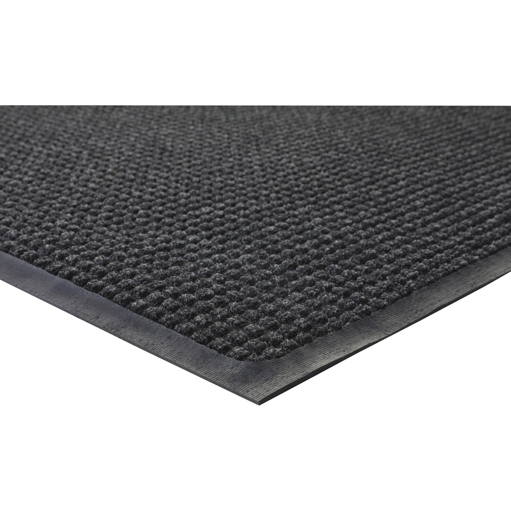 GJO59460 - Waterguard mat is designed for indoor and outdoor use. Bi-level construction keeps dirt and moisture trapped beneath the shoe level. Raised border keeps water and dirt in the mat and off the floor. Premium, 24 oz. polypropylene carpet dries quickly and will not rot. Mat offers 100 percent rubber backing for maximum durability.