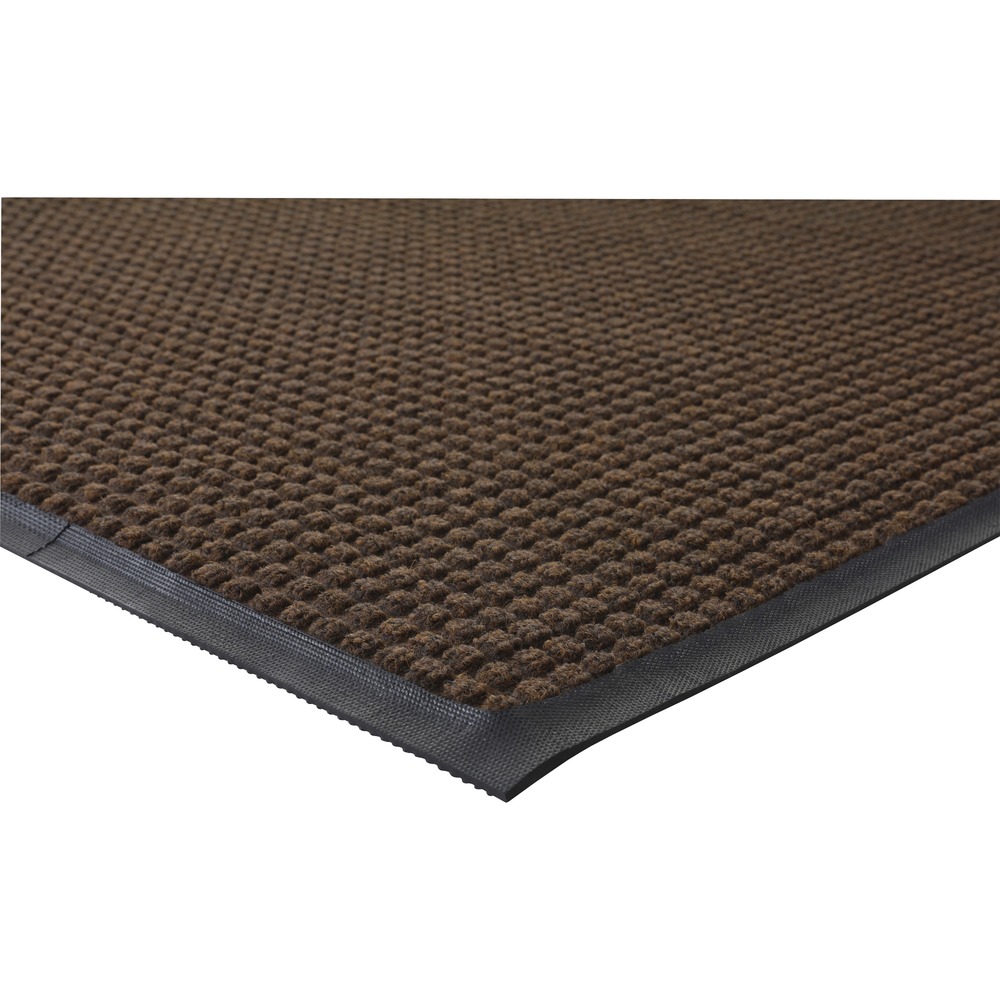 GJO59461 - Waterguard mat is designed for indoor and outdoor use. Bi-level construction keeps dirt and moisture trapped beneath the shoe level. Raised border keeps water and dirt in the mat and off the floor. Premium, 24 oz. polypropylene carpet dries quickly and will not rot. Mat offers 100 percent rubber backing for maximum durability.
