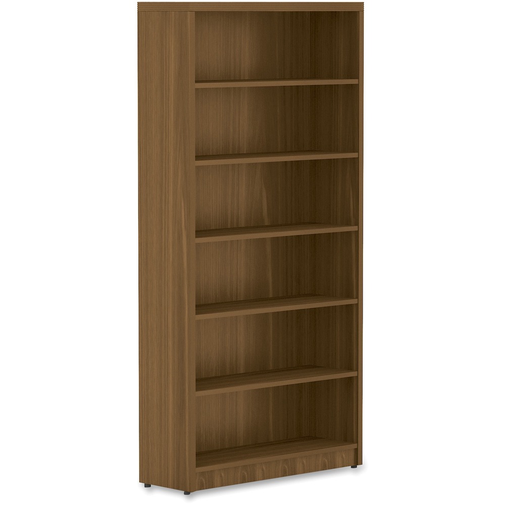 LLR34315 - Bookshelf is part of the Lorell Chateau Series that offers contemporary laminate office furniture with a durable design and multiple configuration options. Top features reeded edge detail for a distinct look. Design also includes a high-quality, Walnut laminate surface for durability and six sturdy shelves.