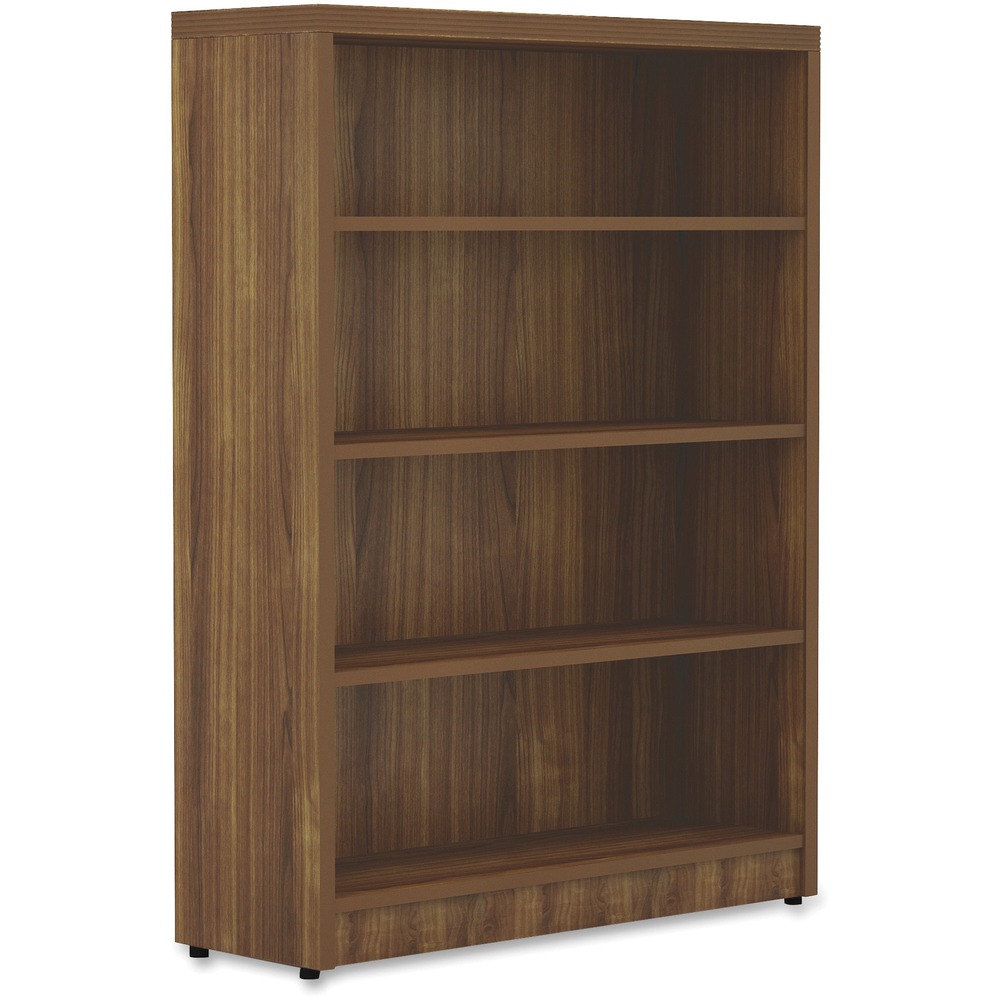 LLR34317 - Bookshelf is part of the Lorell Chateau Series that offers contemporary laminate office furniture with a durable design and multiple configuration options. Top features reeded edge detail for a distinct look. Design also includes a high-quality, Walnut laminate surface for durability and four sturdy shelves.