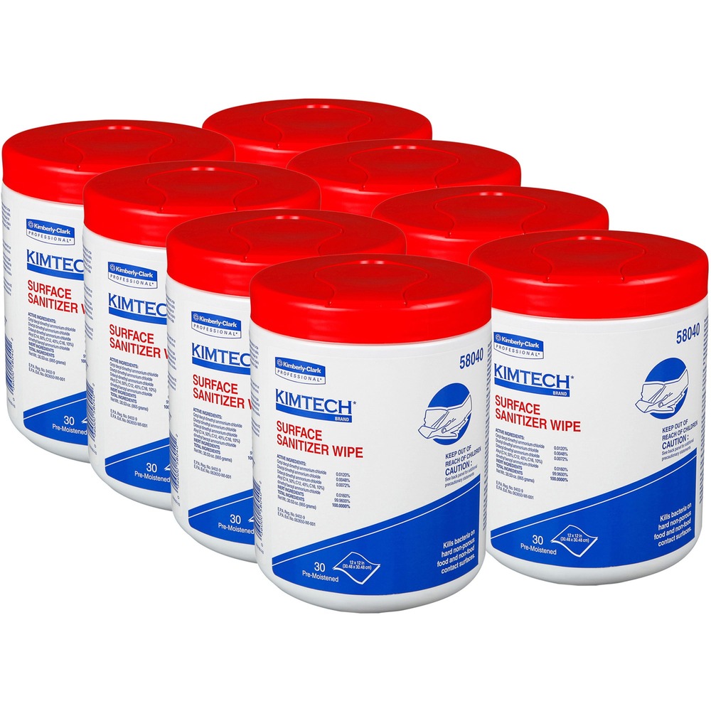 KCC58040CT - Surface sanitizer wipes kill 99.99 percent of bacteria on hard, nonporous surfaces. Pre-moistened wipes simplify your sanitation needs and eliminate bacteria transfer from using dirty rags. Container dispenses each wipe one at a time for quick, sanitary use.
