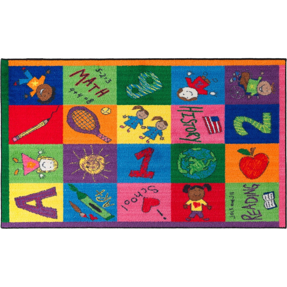 FCICE19416W - Academic rug features fun, friendly images to create a welcoming classroom environment. Robust construction allows multiple display options to use on the floor or wall as a visual aid. Skid-resistant backing prevents the rug from sliding on smooth surfaces for increased safety. High-quality print is manufactured at 625 dpi for crisp, detailed images with excellent definition and clarity. Highly durable design is bound and double-stitched with nylon edge yarn for reliable strength and sturdiness. Antimicrobial treatment helps you maintain a germ-free environment by guarding against odor, mildew and mold. Scotchgard Protector resists heavy soils so you can more effectively clean the rug after spills and accidents.
