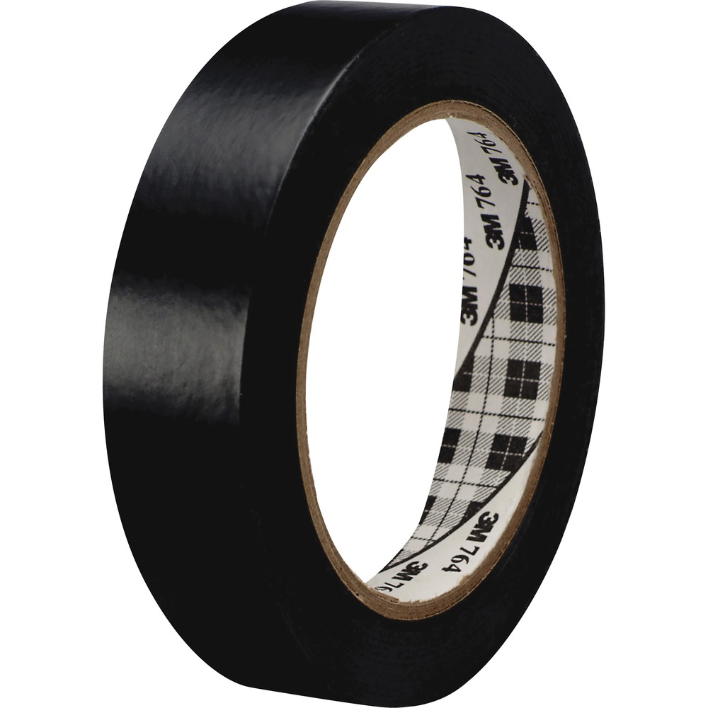 MMM764136BLK - General-purpose Vinyl Tape 764 can be used in noncritical applications such as color-coding; bundling and safety marking; temporary marking of parts or machines; and protecting parts, equipment or products from abrasion. The noncorrosive, abrasion-resistant tape is conformable to contours, moisture-resistant and wear-resistant. It is easy to apply. Brightly colored tape features a vinyl backing, rubber adhesive and good instant adhesion. It should not be used for electrical applications. More from the Manufacturer