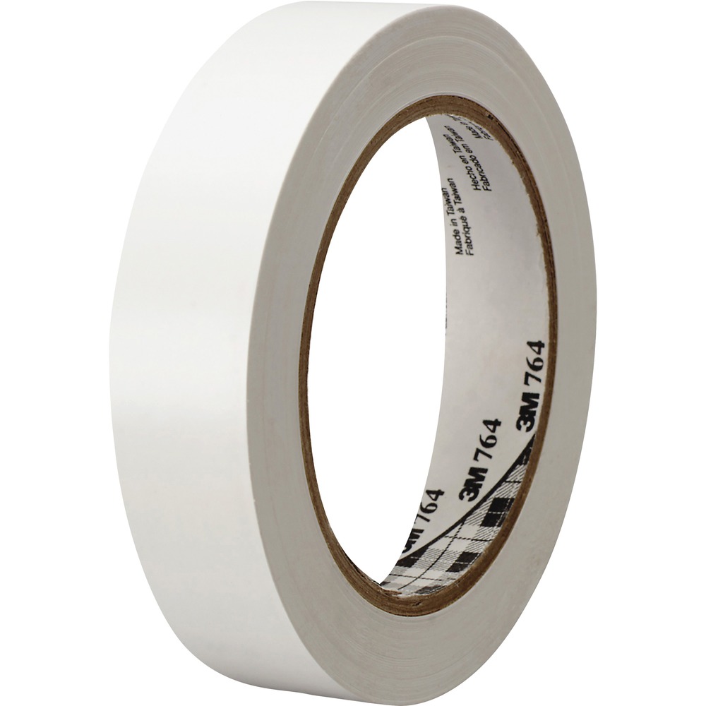 MMM764136WHT - General-purpose Vinyl Tape 764 can be used in noncritical applications such as color-coding; bundling and safety marking; temporary marking of parts or machines; and protecting parts, equipment or products from abrasion. The noncorrosive, abrasion-resistant tape is conformable to contours, moisture-resistant and wear-resistant. It is easy to apply. Brightly colored tape features a vinyl backing, rubber adhesive and good instant adhesion. It should not be used for electrical applications. More from the Manufacturer