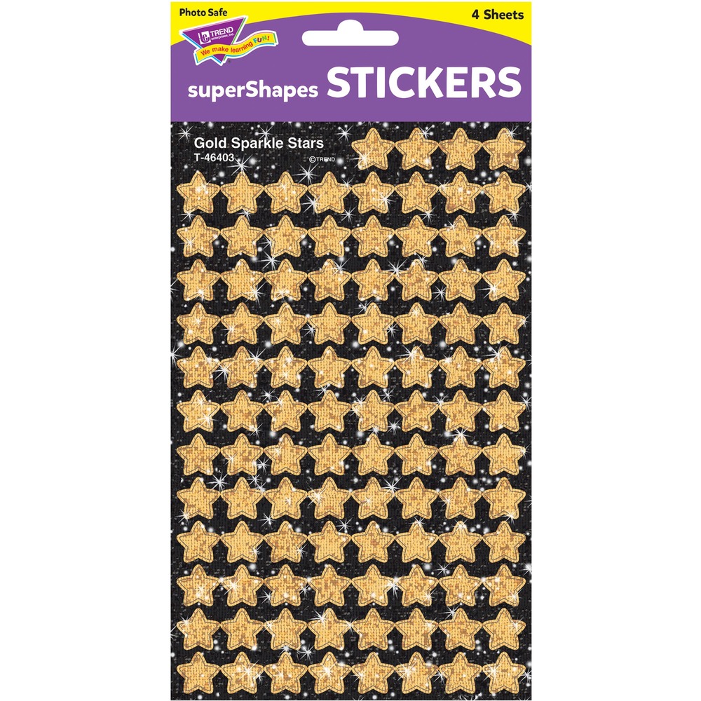 TEP46403 - Stickers with shiny little gold stars are an enduring classic for all ages. They are perfect for incentive pads and charts, notes, stationery and artwork. Stickers are acid-free for less fading, nontoxic and safe for use on photos.
