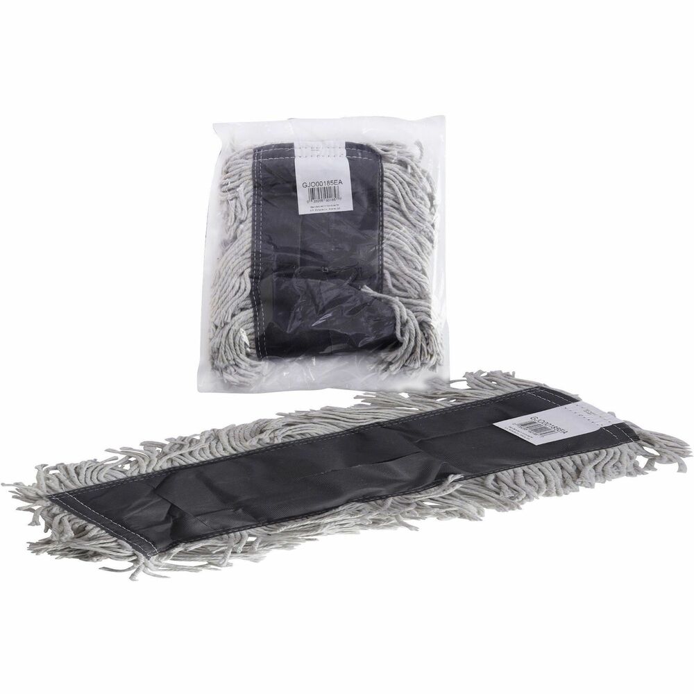 GJO00185 - Disposable dust mop refill keeps you ready for everyday dusting. Four-ply, cotton yarn is soft, absorbent, strong and durable. Slot Pocket synthetic backing is quick-drying. Disposable nature means you can just toss it away once you are done. Dust mophead is made of cotton. Handle and frame are sold separately. Refill is compatible with the Genuine Joe 1" x 60" Vinyl-coated Steel Handle, 1" x 60" Wooden Handle and 1-1/2" x 60" Wooden Handle.